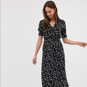 ASOS Influence shirred sleeve floral midi